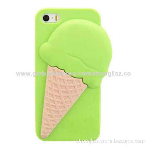 Cute Ice Cream Design Silicone Mobile Phone Case for iPhone, OEM and ODM Orders Welcomed
